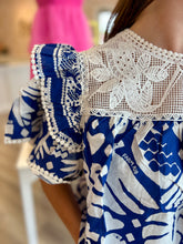 Load image into Gallery viewer, Jungle Scarf Navy Blue Blouse
