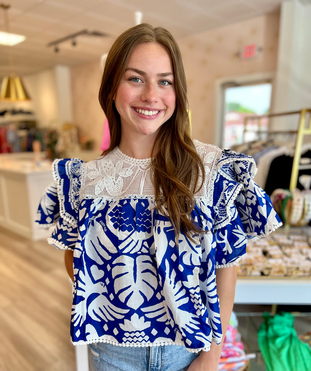 Jungle Scarf Navy Blue Blouse