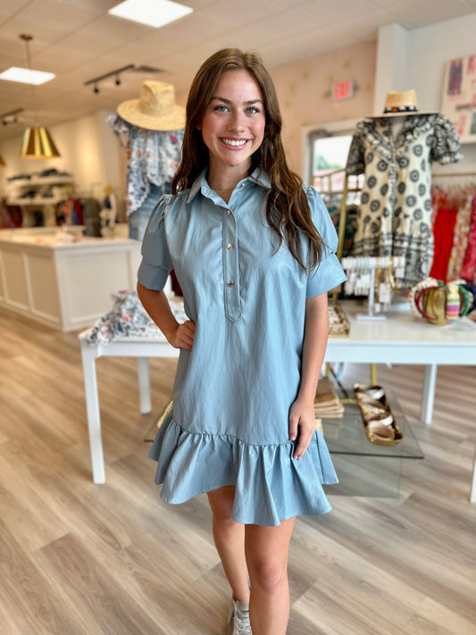 Everything Short Sleeve Dress in Blue