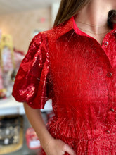 Load image into Gallery viewer, Red Tinsel Sequin Romper
