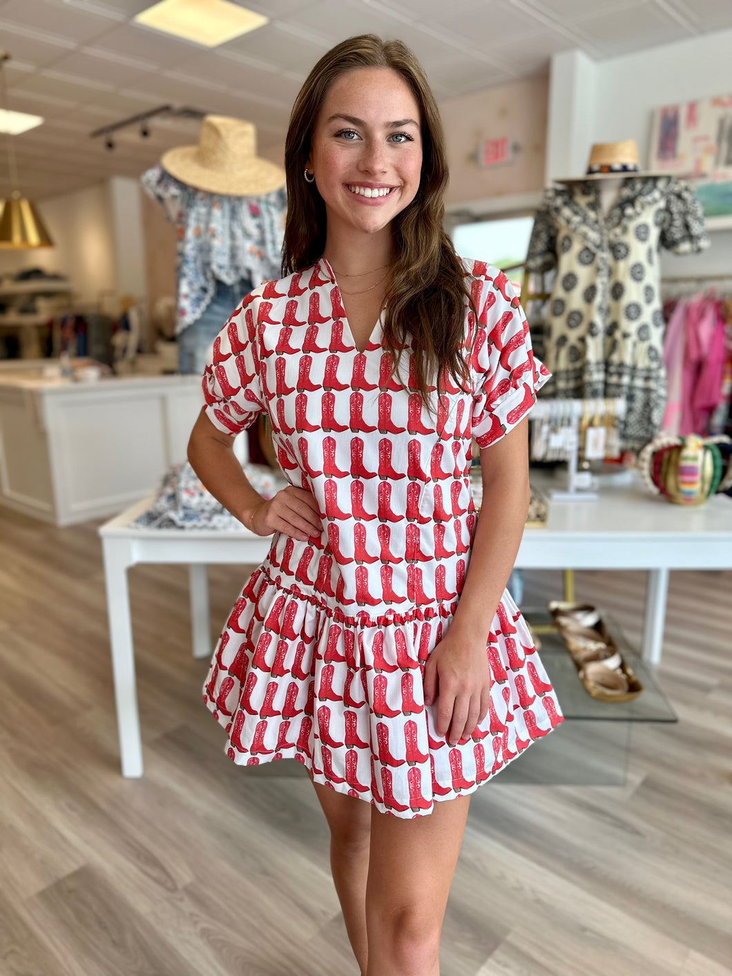 Lucy Dress in Red Boot