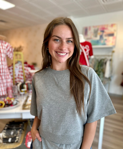 Heather Top in Heather Grey