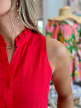 Load image into Gallery viewer, Red Button Front Tiered Dress
