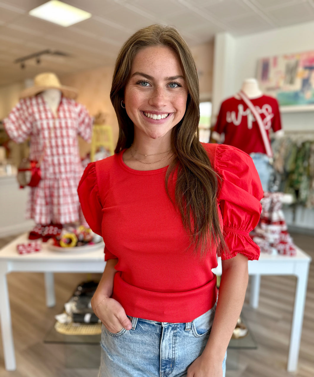 Kenzie Flounce Sleeve Tee in Golden Gate
