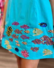 Load image into Gallery viewer, Aqua Fish Poof Ruffle Sleeve Dress
