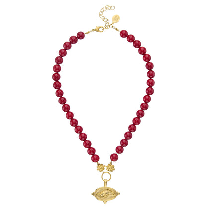 Wild Boar Intaglio Red Necklace