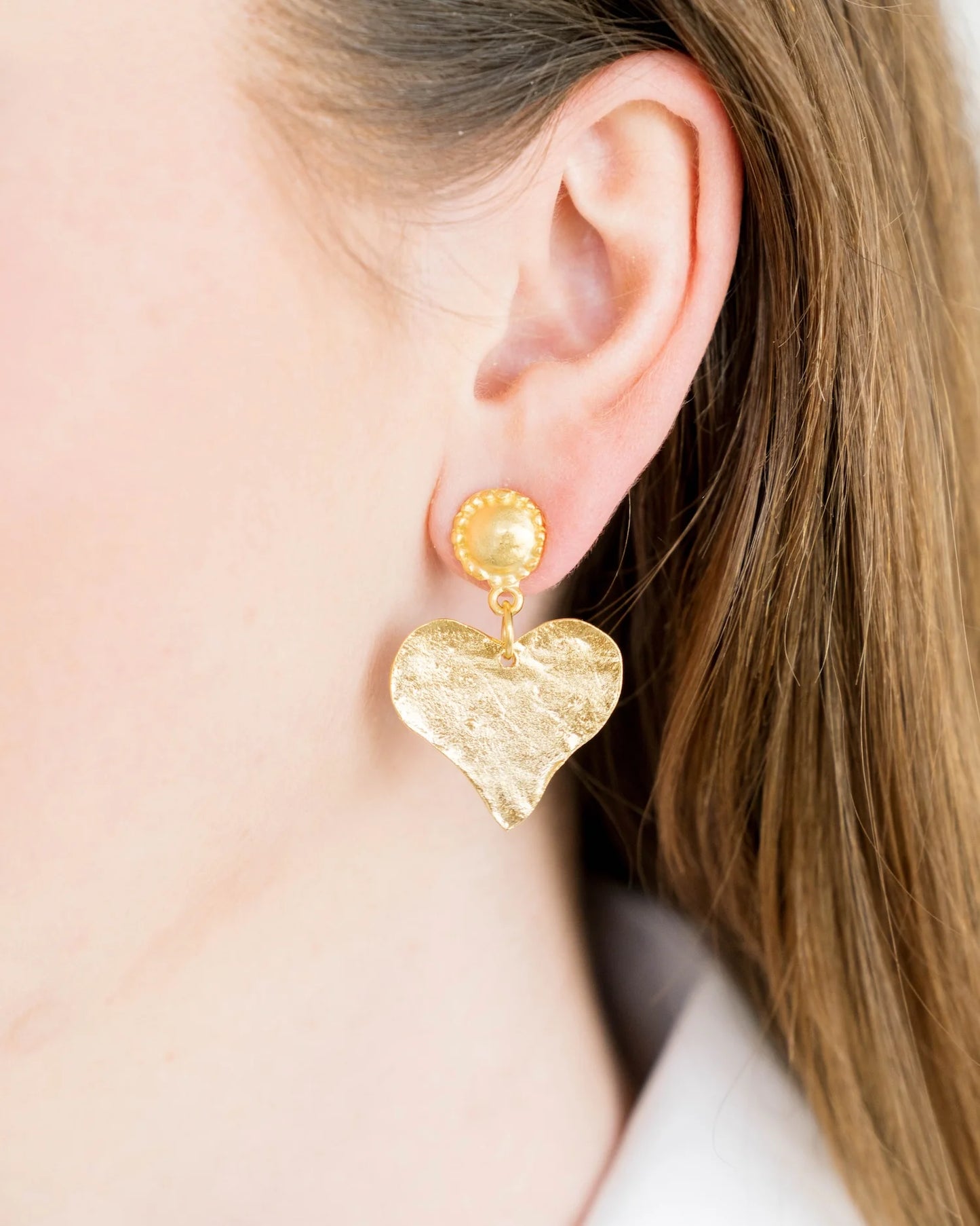 Gold Heart with Beaded Top Earrings