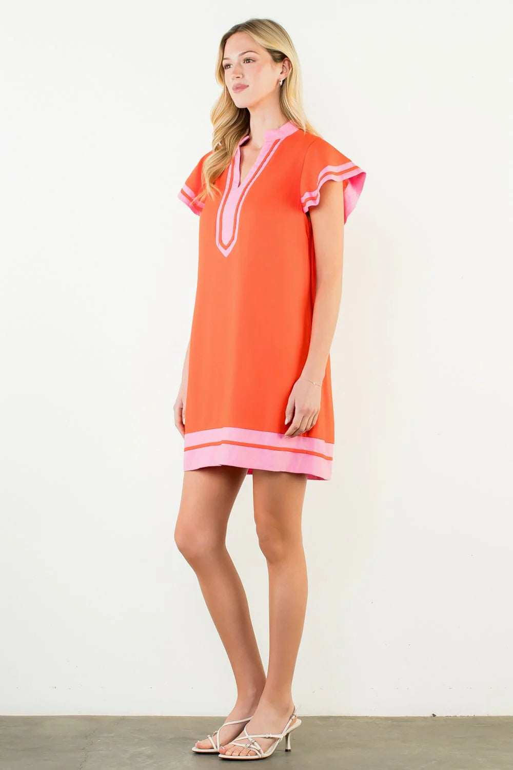 Isla Flutter Sleeve V Neck Dress