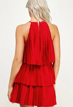 Load image into Gallery viewer, Pleated Satin Tiered Dress in Red
