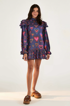 Load image into Gallery viewer, IKAT Dyed Hearts Navy Mini Dress
