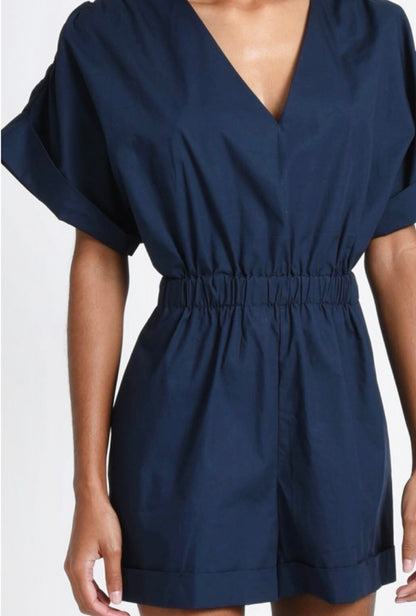 Short Sleeve Romper in Navy