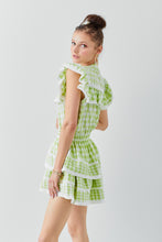 Load image into Gallery viewer, Lime Gingham Ruffle Top

