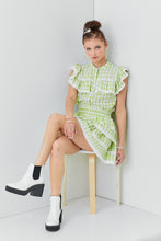 Load image into Gallery viewer, Lime Gingham Ruffle Top
