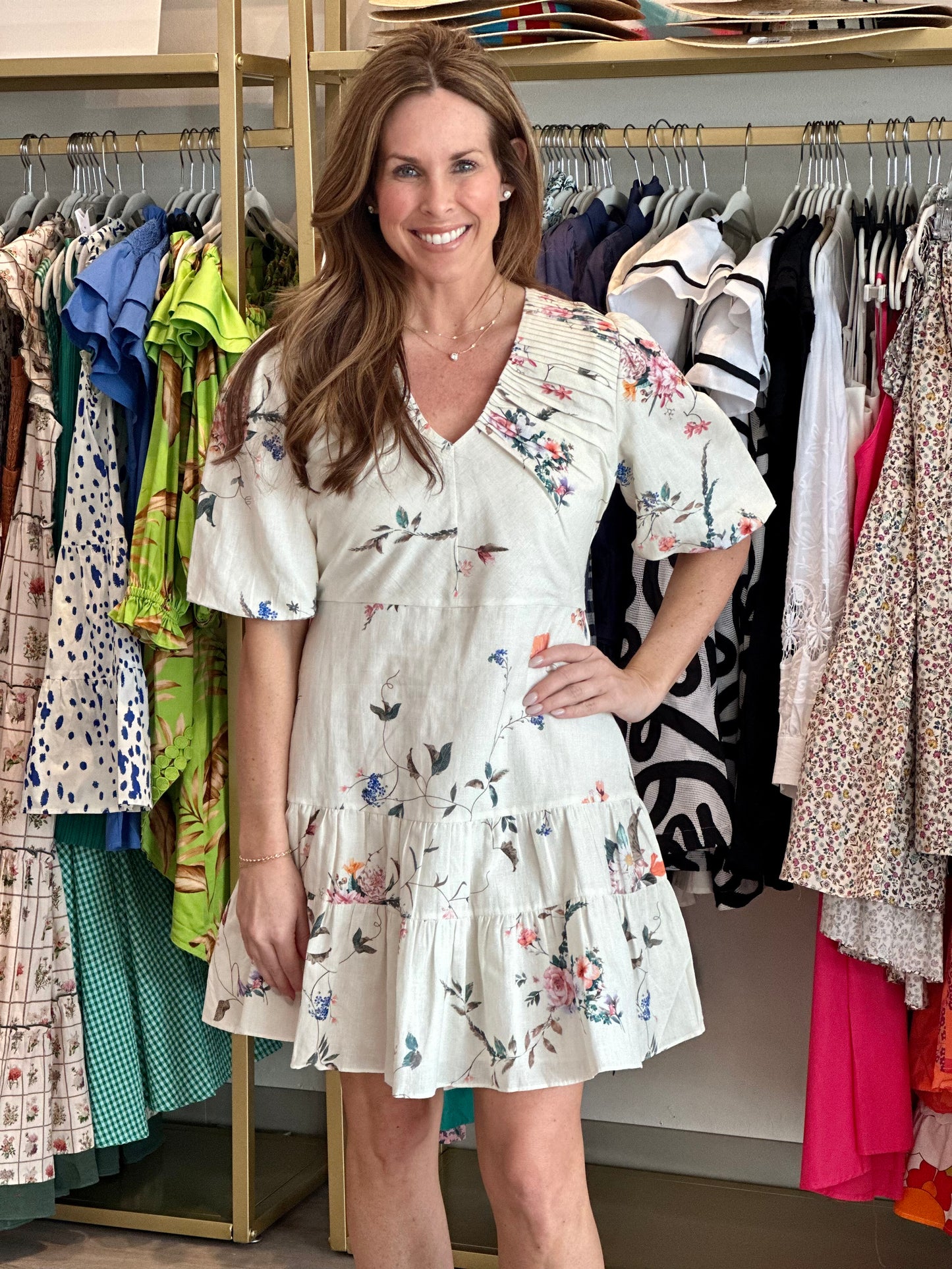Sloan Dress in Ivory Floral