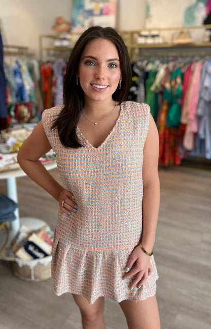 Tweed Shoulder Pad Dress