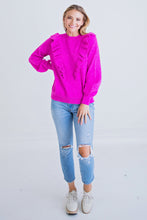 Load image into Gallery viewer, Solid Ruffle Sweater in Fuschia
