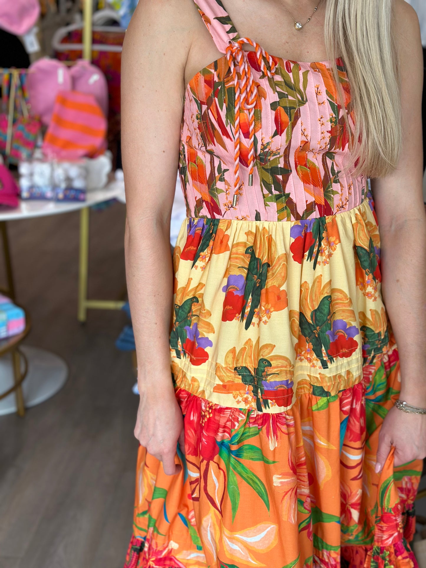 Mixed Warm Prints Maxi Dress