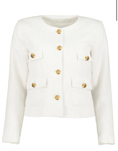 Delfina Crop Jacket in White