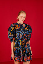 Load image into Gallery viewer, Sunset Tapestry Black Mini Dress

