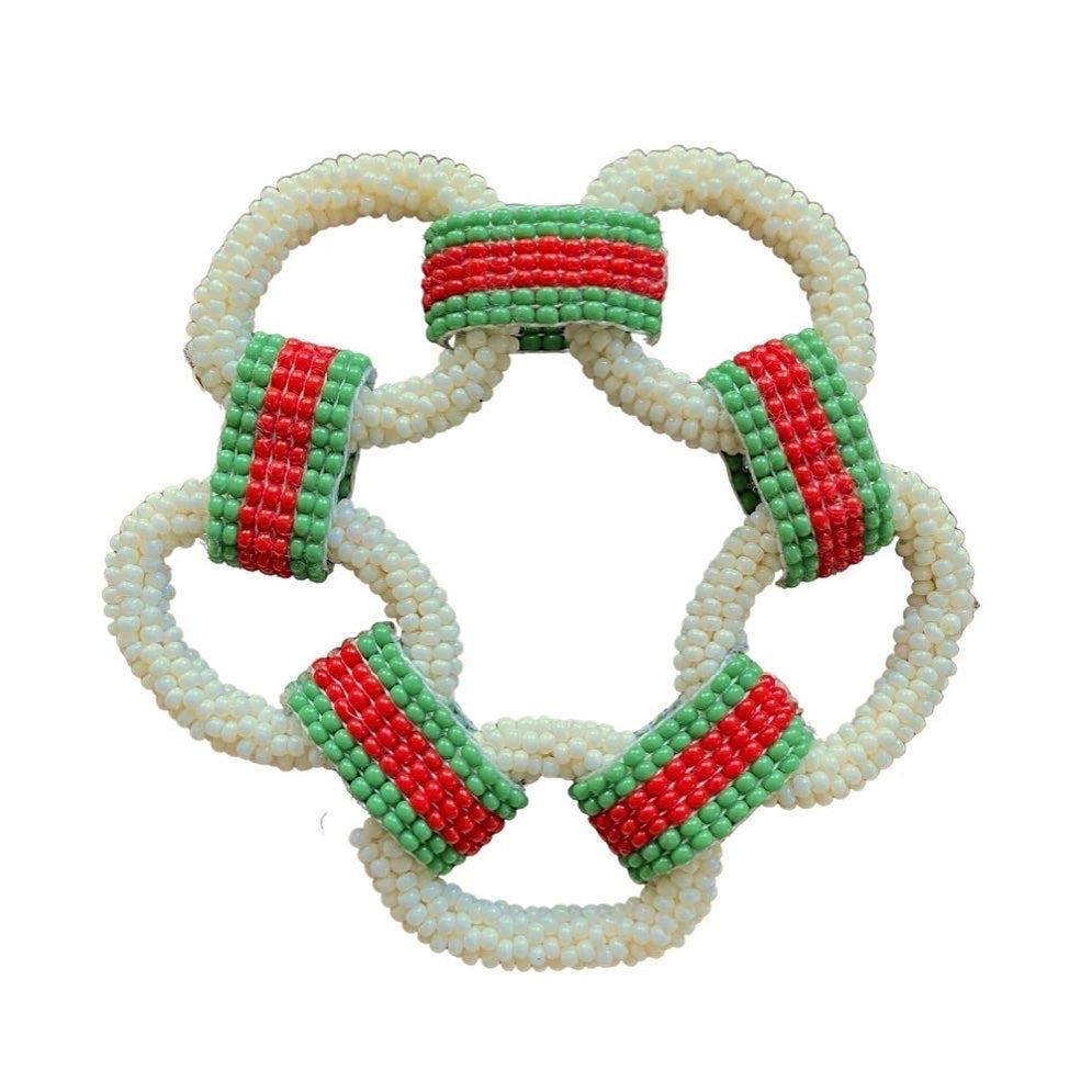 Link Bracelet in Ivory/Red/Green