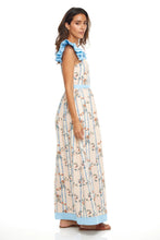 Load image into Gallery viewer, Maris Linen Midi Dress in Peach/Blue
