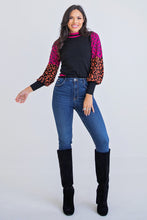 Load image into Gallery viewer, Puff Sleeve Sweater in Multi Leopard
