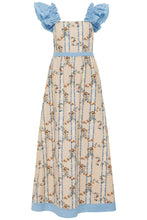 Load image into Gallery viewer, Maris Linen Midi Dress in Peach/Blue
