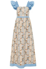 Load image into Gallery viewer, Maris Linen Midi Dress in Peach/Blue
