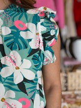 Load image into Gallery viewer, Turquoise Floral Sleeveless Top
