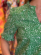 Load image into Gallery viewer, Ruffle Short Sleeve Blouse in Green
