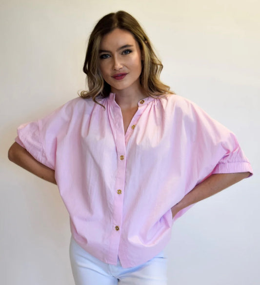 Light Pink Button Down Gold Buttons