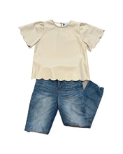 Load image into Gallery viewer, Ivory Scallop Faux Leather Top
