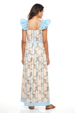 Load image into Gallery viewer, Maris Linen Midi Dress in Peach/Blue
