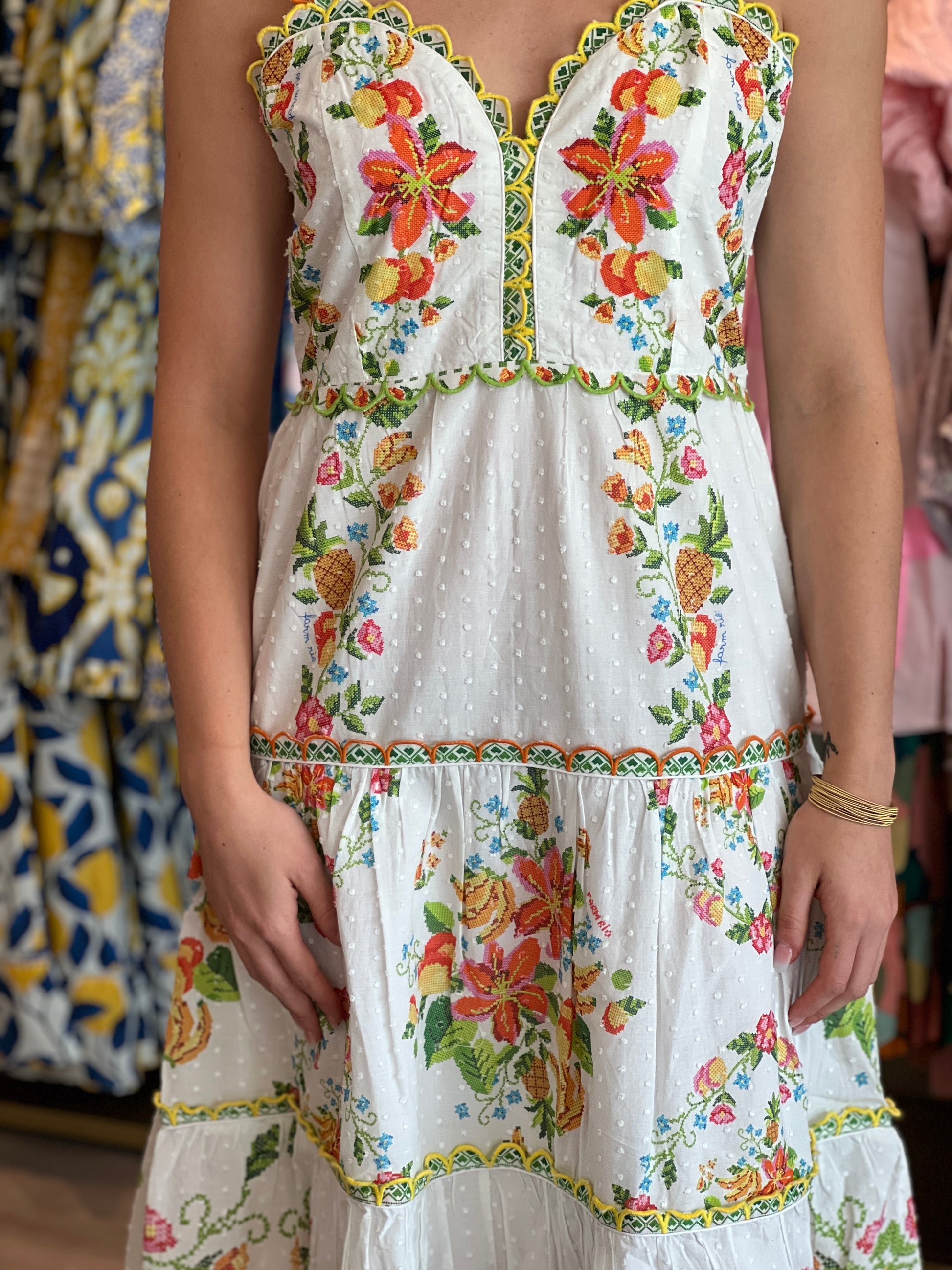 Mixed Tropical Romance White Midi Dress Blythe Mixed Tropical Romance White Midi Dress Blythe