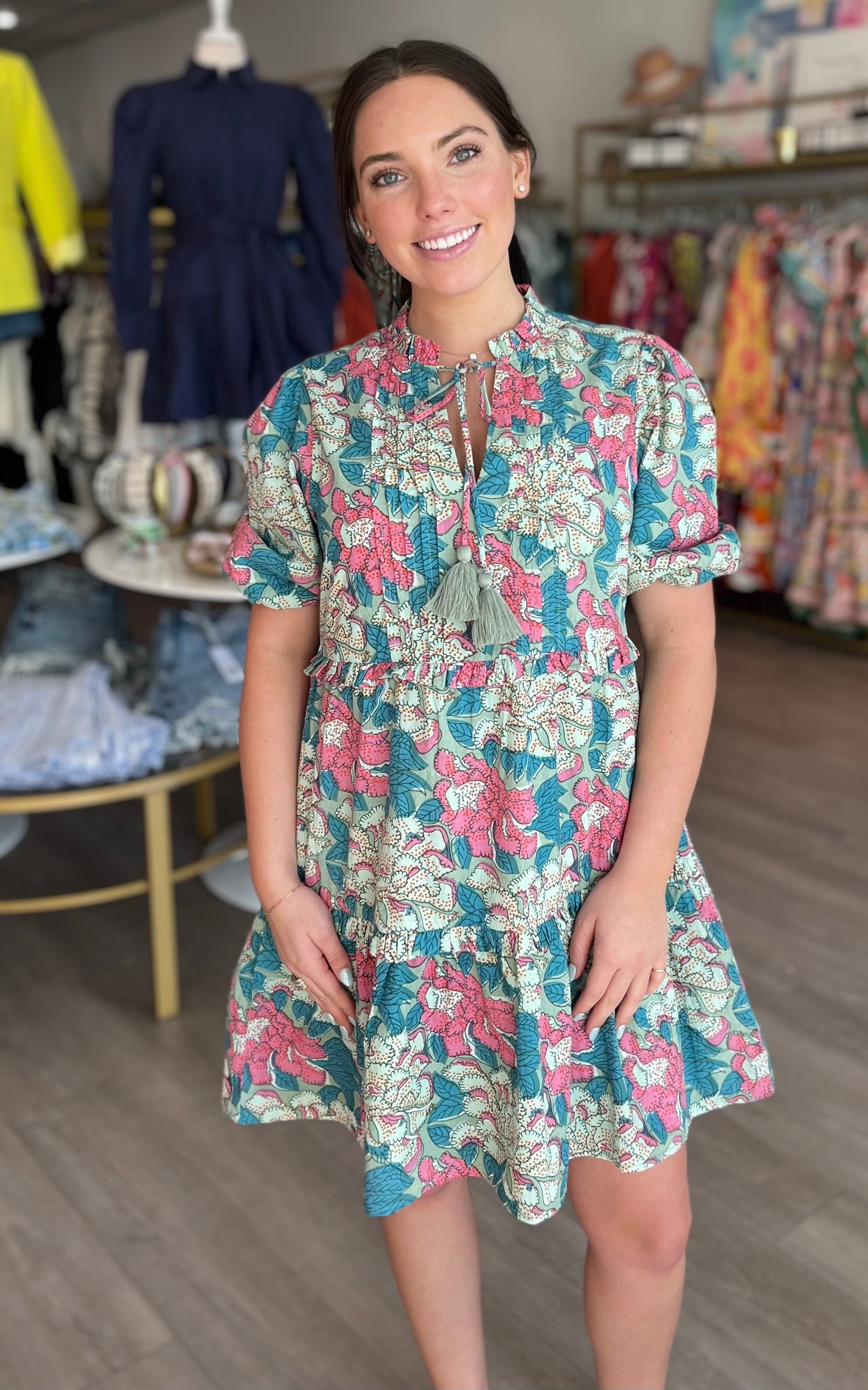 Sky Dress in Mint Floral