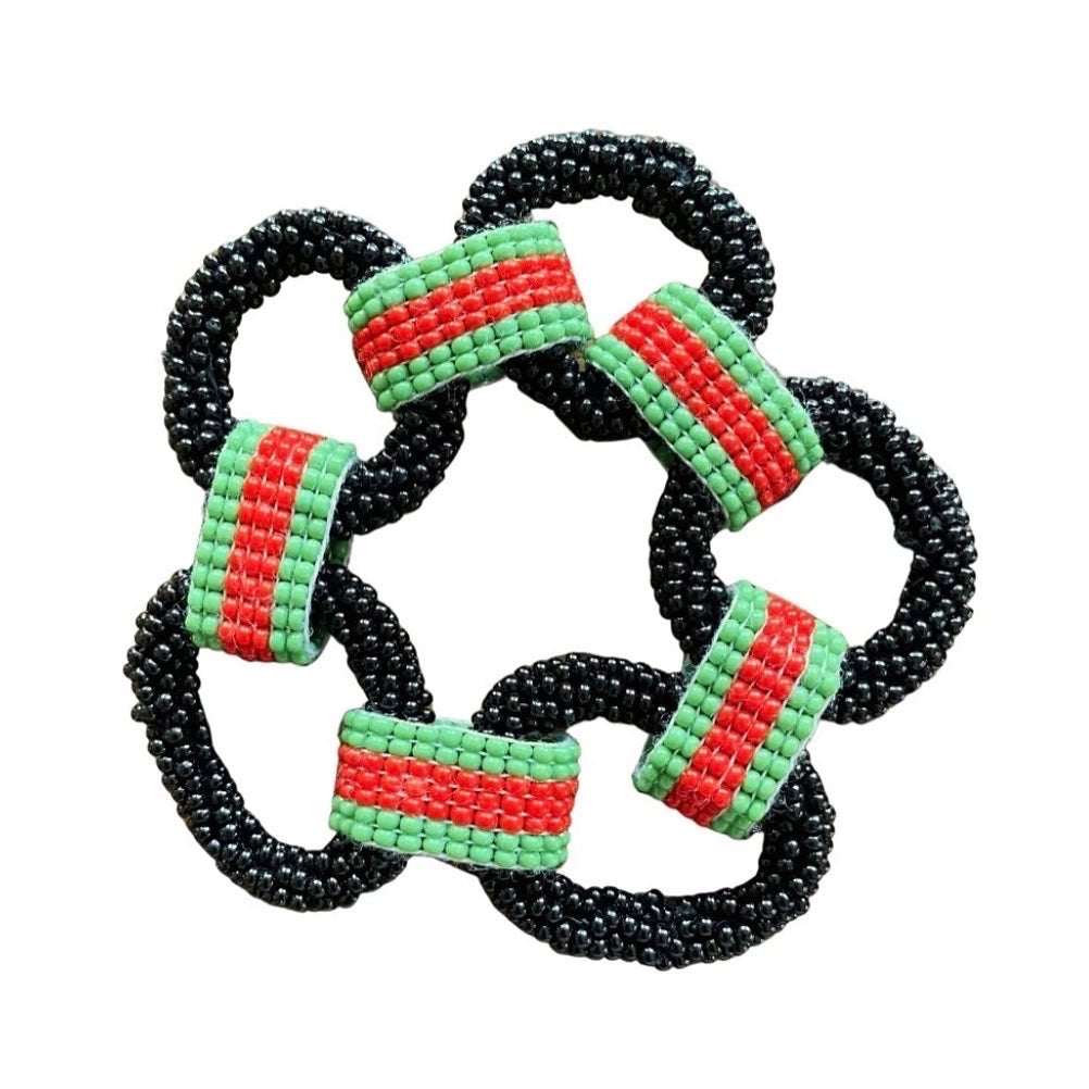 Link Bracelet in Black/Red/Green