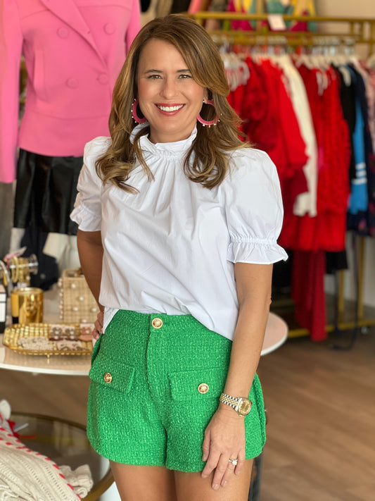 Mae Short in Kelly Green