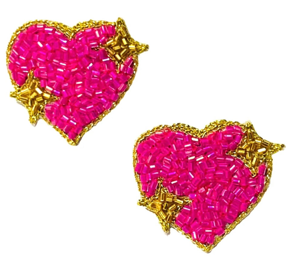 Pink Heart Stud Earring