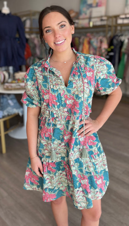 Sky Dress in Mint Floral