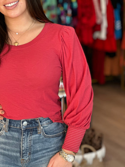 Loren Smocked Tee in Red