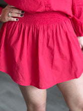 Load image into Gallery viewer, Elastic Shirring Mini Skirt in Red
