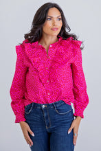 Load image into Gallery viewer, Pink Poppy Button Front Top
