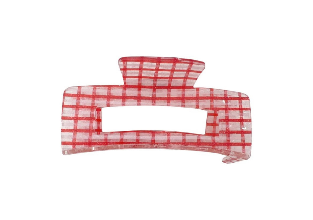 Millie Hair Clip in Red Check
