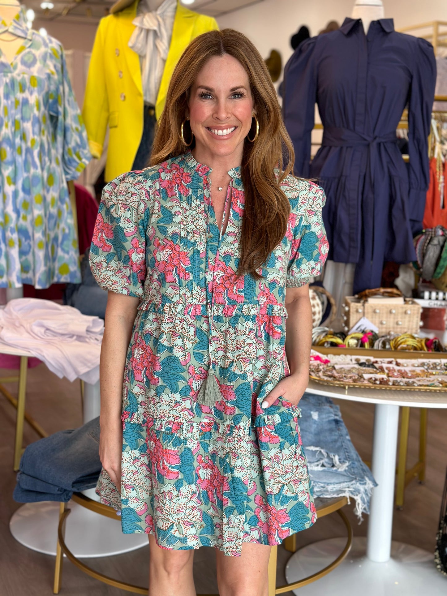 Sky Dress in Mint Floral