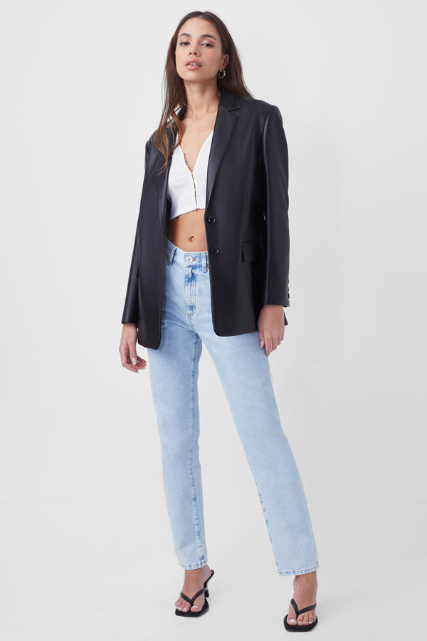 Crolenda Vegan Leather Blazer in Black