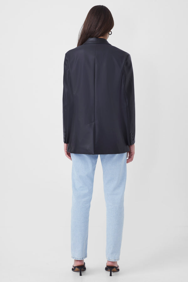 Crolenda Vegan Leather Blazer in Black