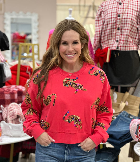 Red Leopard Sweatshirt