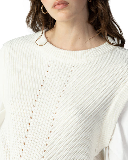 Cream Mixed Media Sweater