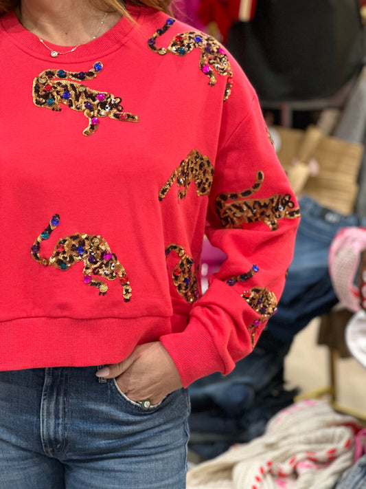 Red Leopard Sweatshirt