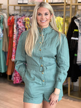 Load image into Gallery viewer, Sara Solid Romper in Sage
